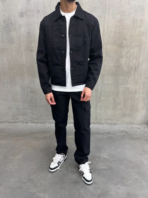Denim Cargo Pants - Black - Image 2