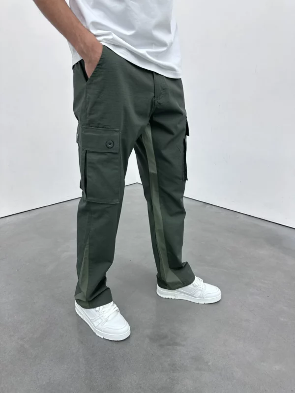 Flared Cargo Pants - Green - Image 4