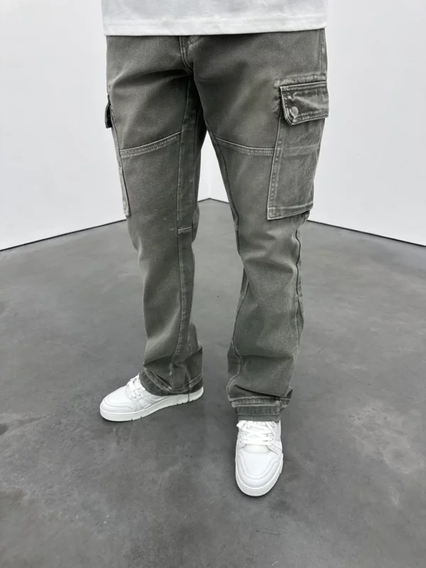 Cargo Flare Jeans - Green Mist - Image 5