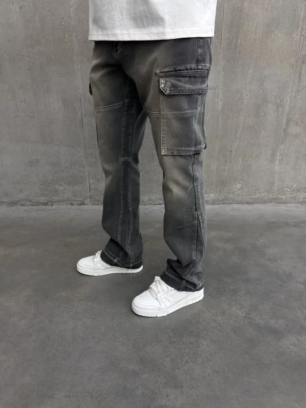 Cargo Flare Jeans - Lead Grey - Image 5
